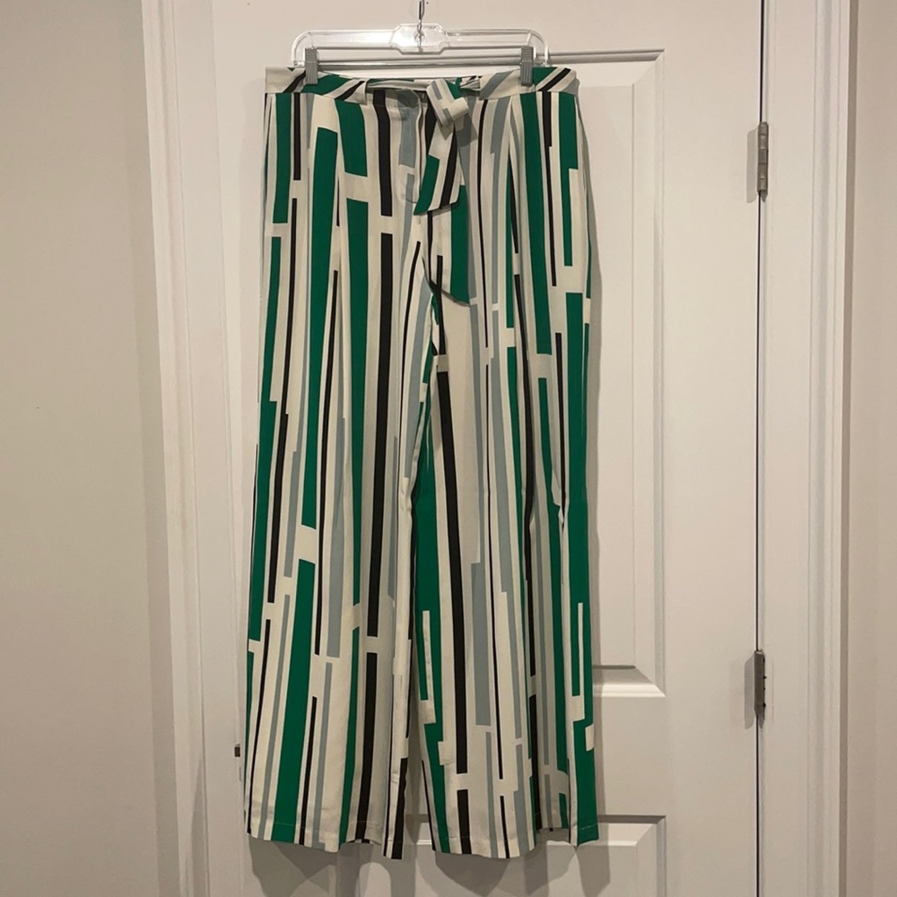 Raoul sz 12 silk wide leg pants w/geometric print